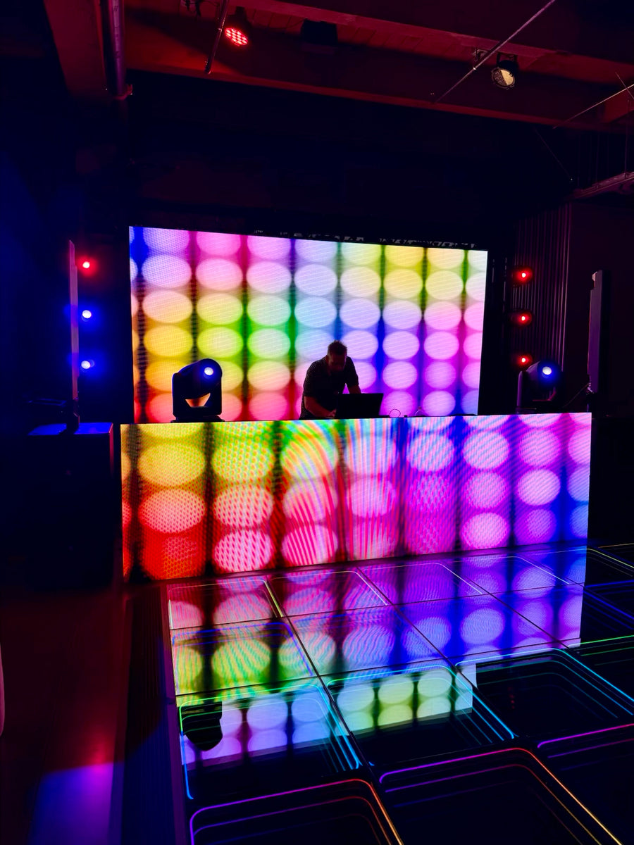 Infinity LED video DJ booth installation at Block 41 in Seattle featuring dynamic visuals by LightSmiths